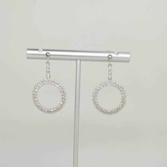 Platinum Plated .925 SS 1.67cttw Diamond  Simulant Circle Earrings - Picture 9 of 9